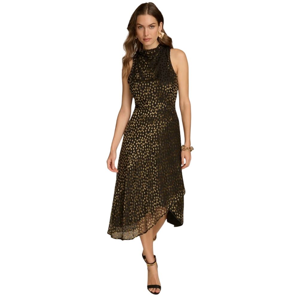 Donna Karan $189 Women's Burnout Velvet Sleeveless Midi Dress Size 12